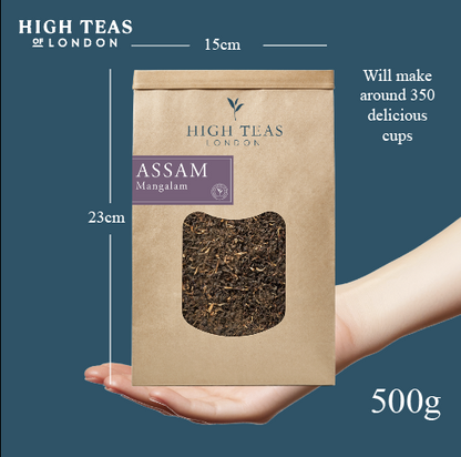 Assam Mangalam FTGFOP1 tea leaves from High Teas, showcasing the rich, golden tips of this premium Assam Mangalam tea.