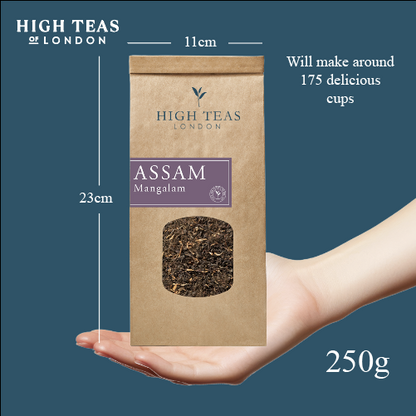 Assam Mangalam FTGFOP1 tea leaves from High Teas, showcasing premium quality Assam Mangalam tea in a clear image.