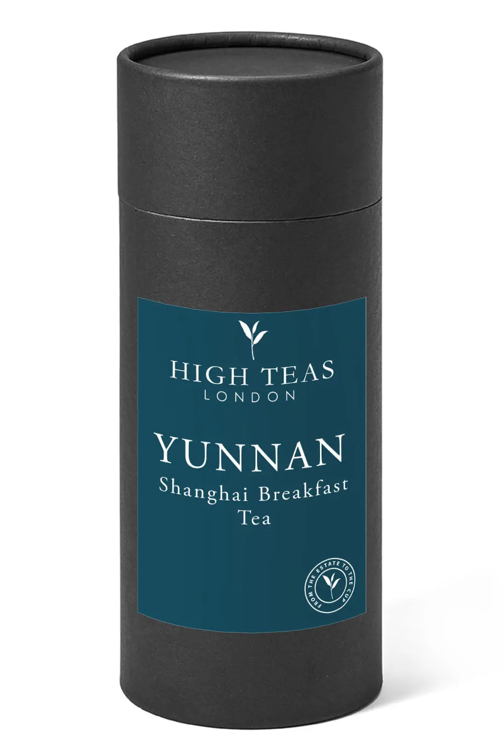 Loose leaf Yunnan Imperial "Gold Tip" Shanghai Breakfast Tea by High Teas, showing golden-tipped tea leaves in a bowl.