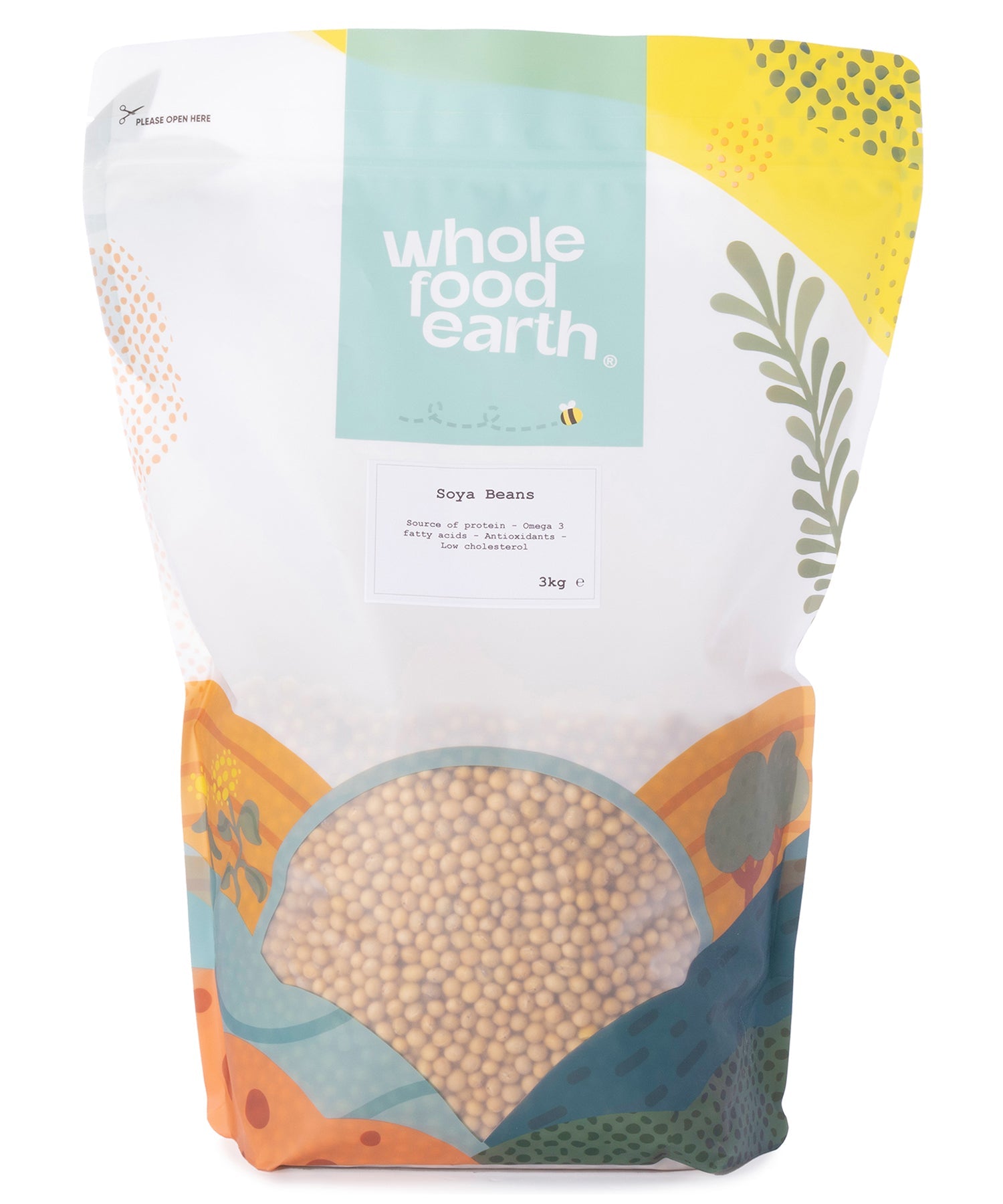 Whole Food Earth soy beans in a 3kg bag, fresh and whole soybeans from the Beans & Pulses category.