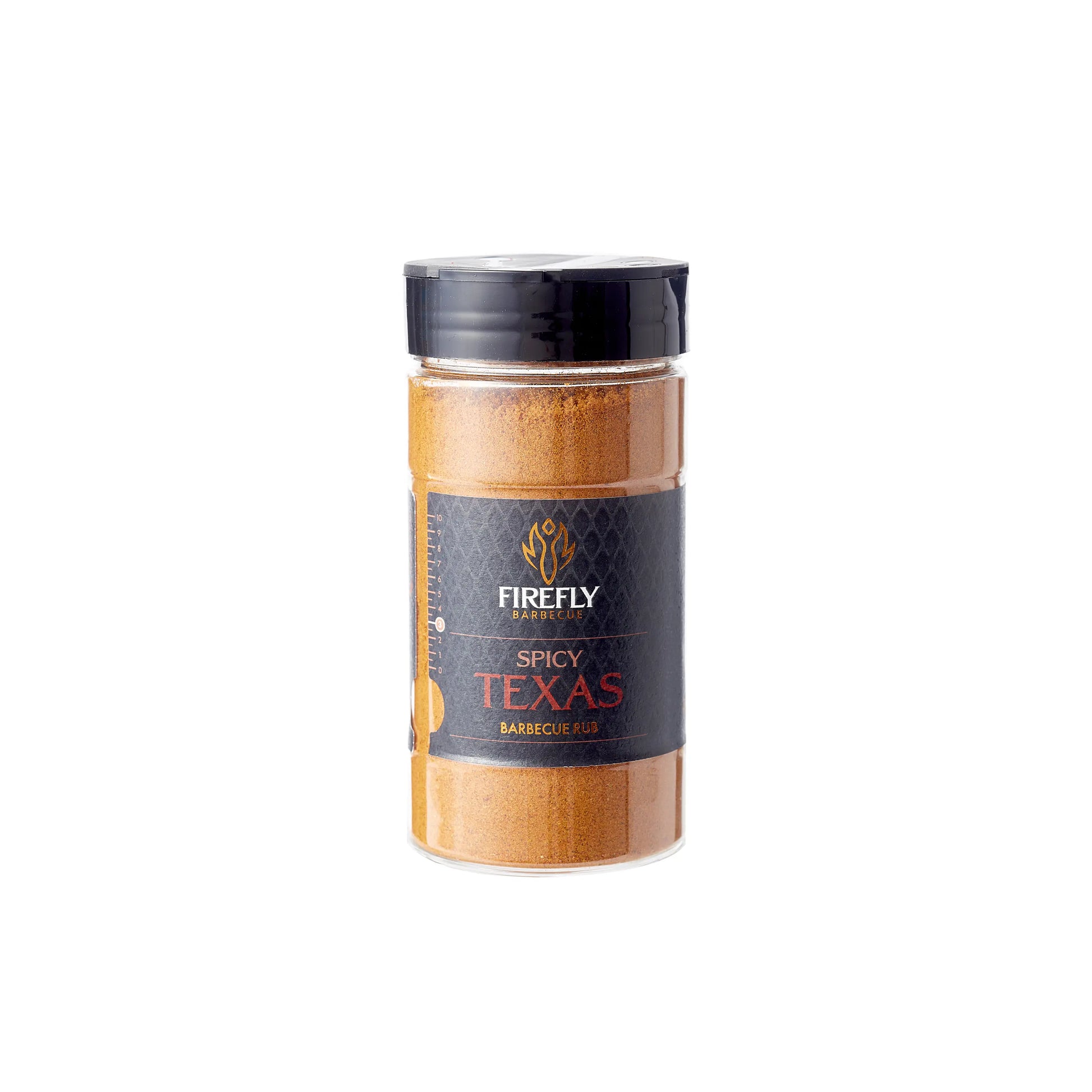 FireFly Barbecue Spicy Texas BBQ rub from the BBQ Legend 3-pack gift set, showcasing vibrant spice blend in a jar.