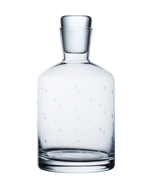 Crystal decanter with star design from The Vintage List, featuring a sleek shape and elegant star patterns for sophisticated storage.