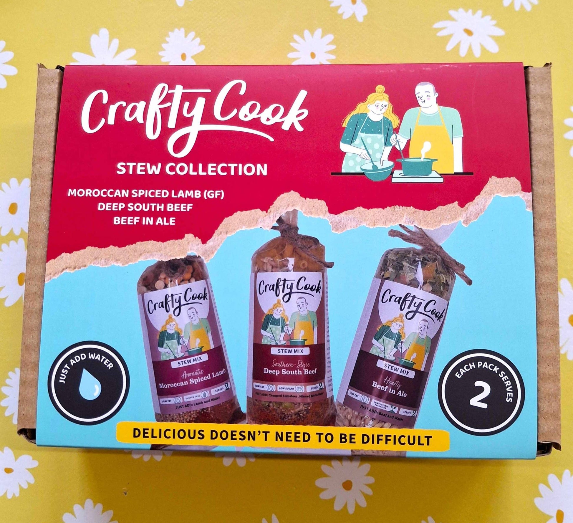 Stew Collection 3 packs, 6 meals, one box, just add water. Crafty Cook easy fuss free meals