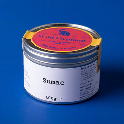 Wild Elephant Sumac herb and spice, 100g package showing vibrant red dried sumac berries from Whole Food Earth