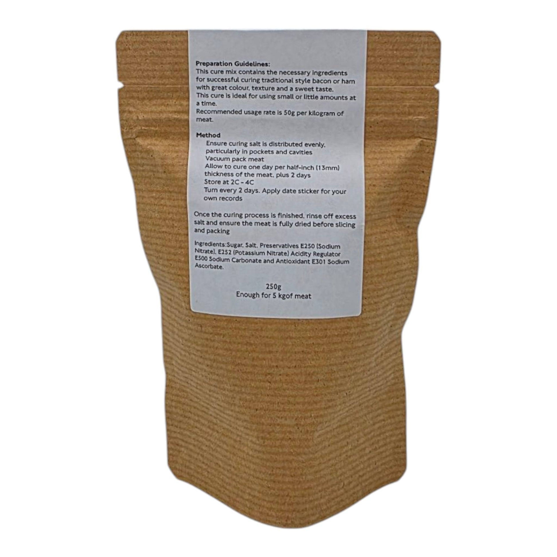 FireFly Barbecue Sweet Bacon Curing Kit with curing salts and spices for homemade sweet bacon preparation.