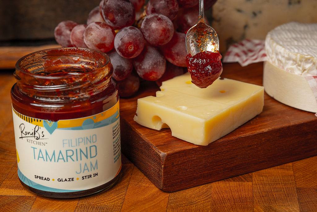 Filipino tamarind jam by RoniBs Kitchen, featuring tarsier gin, with cheese, in a jar of jam and jelly for gourmet tasting.