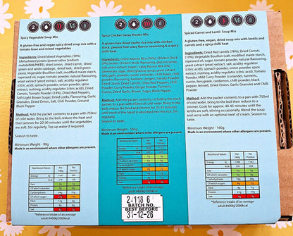 The Spicy One, 3 packs, 6 meals, one box, just add water. Crafty Cook easy fuss free meals