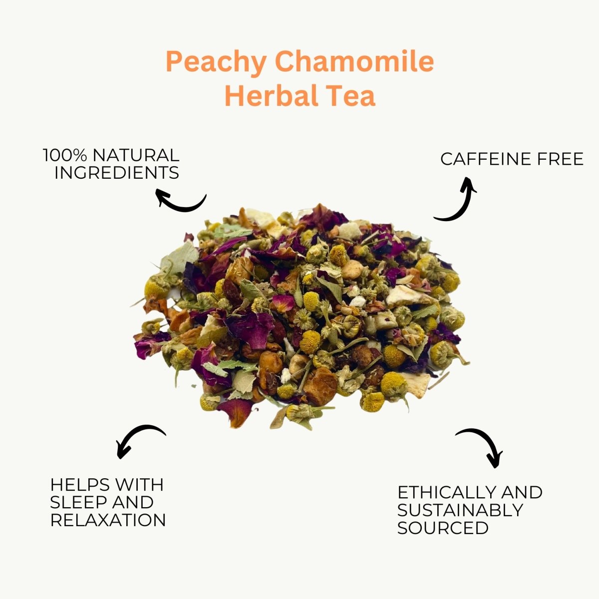 Camellios loose leaf tea set with orange-infused tea leaves and infusions, showcasing vibrant tea ingredients and brewing accessories.