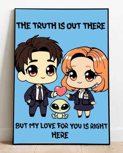 KEOLIX "The Truth is Out There" print featuring the iconic phrase on a visually striking background.