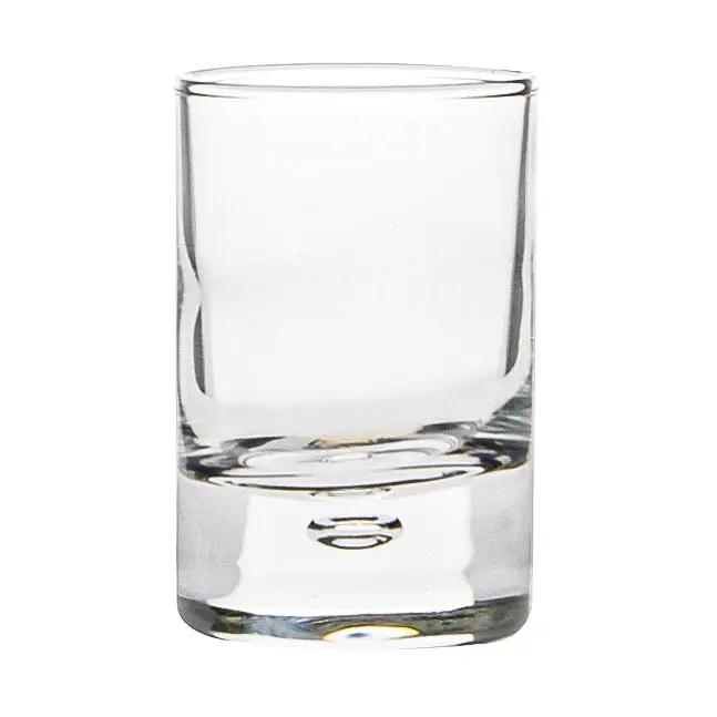 Set of six Bormioli Rocco Bubble Based shot glasses, 65ml capacity, clear glass with bubble design, ideal for spirits and drinks