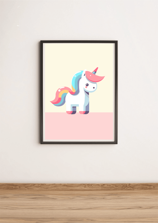 Minimalist unicorn art print by KEOLIX, featuring a simple, elegant unicorn illustration on high-quality print paper.