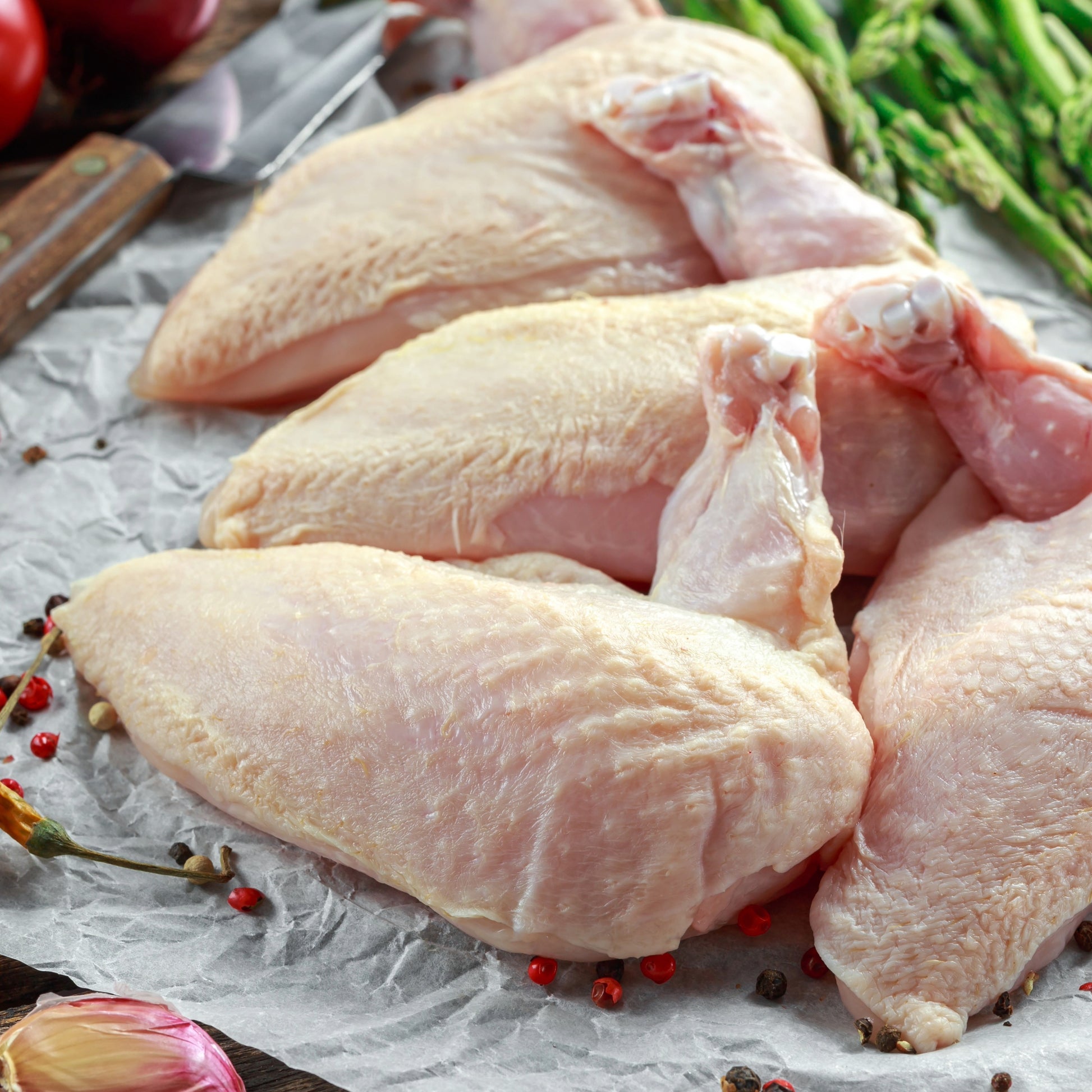 Fresh free-range chicken supremes from Primrose Herd, 400g, showcasing tender, high-quality chicken pieces on a clean surface.