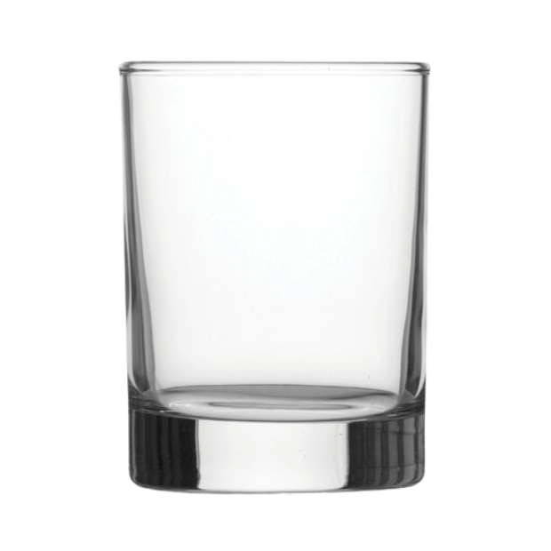 Set of six Glassware UK 170ml whisky tumblers made of clear glass, perfect for serving whiskey or spirits.