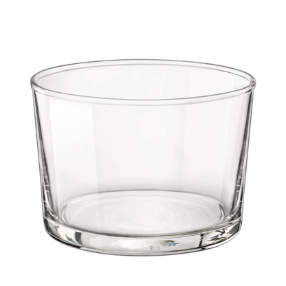 Set of six Bormioli Rocco Bodega mini whisky tumblers, 225ml glassware with clear design for whisky and spirits.