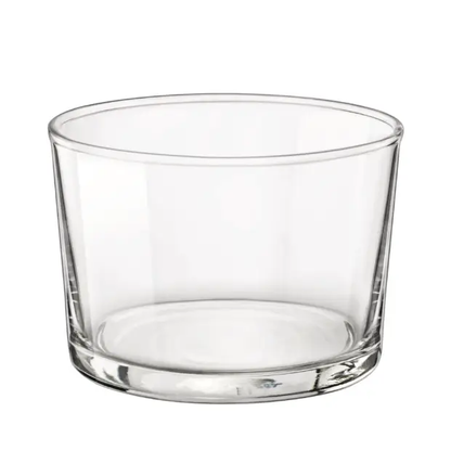 Six Bormioli Rocco Bodega mini whisky tumblers, 225ml glassware set with clear, sturdy design for elegant drink service.