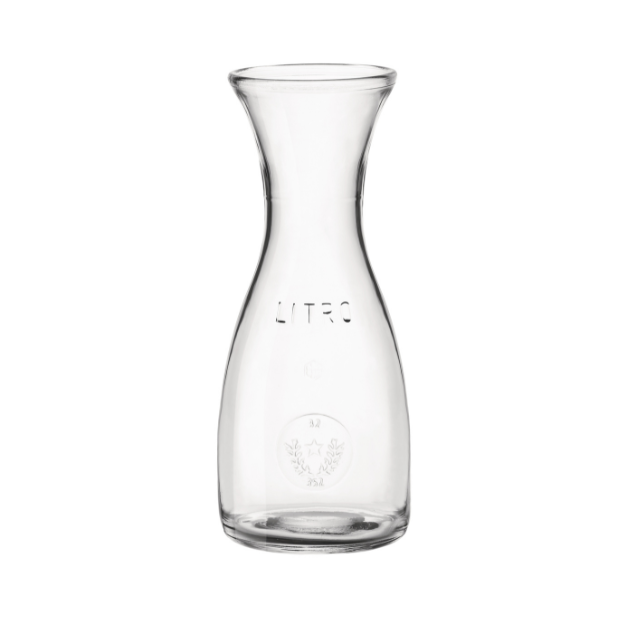 Bormioli Rocco Misura glass carafe with 0.6L capacity, clear glass jug for beverages, by Glassware UK.