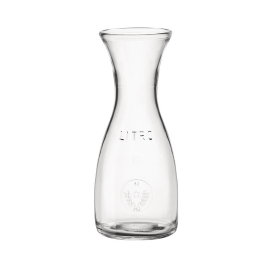 Bormioli Rocco Misura glass carafe with 0.6L capacity, clear glass jug for beverages, by Glassware UK.