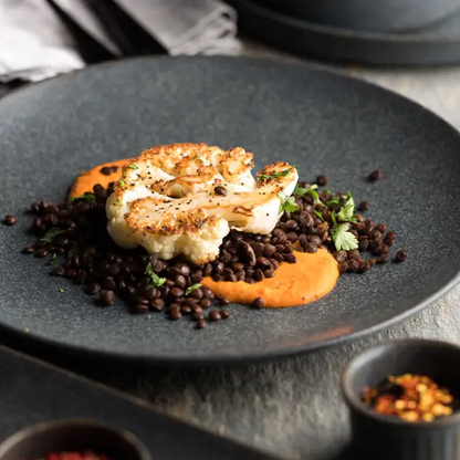 Murra Ash Walled Plate by Glassware UK, 21cm ceramic plate with an ash-colored walled design, shown on a neutral background.