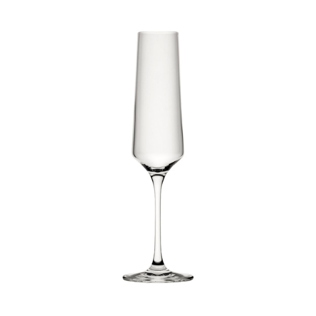 Set of six Murray Champagne Flutes by Glassware UK, 220ml crystal glassware for elegant champagne drinking.