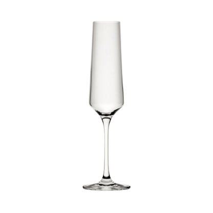 Set of six Murray Champagne Flutes by Glassware UK, 220ml crystal glassware for elegant champagne drinking.