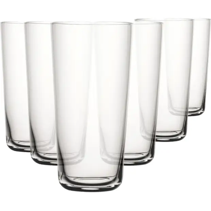 Set of six Glassware UK Handy Highball Whisky Tumblers, 450ml capacity, clear glass with a sleek design for cocktails and drinks.