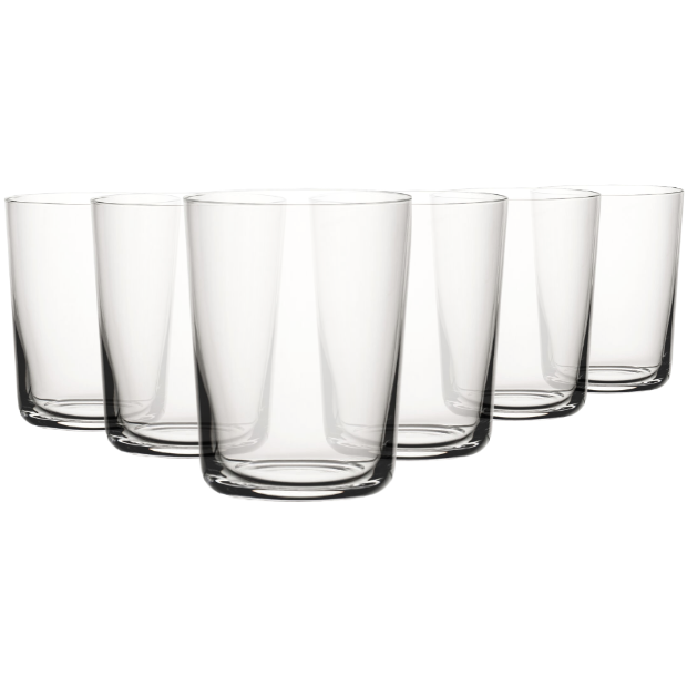 Set of six 450ml Glassware UK whisky tumbler glasses, clear and sturdy with a simple design for elegant drinks.