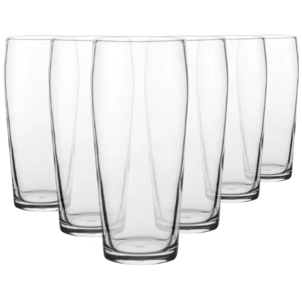 Set of six Ale Craft Beer Glass Tankards by Glassware UK, 570ml each, clear glass with sturdy handles for craft beer enjoyment
