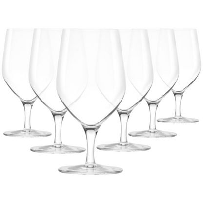 Set of six Stolzle Ultra Mineral Water Whisky Tumblers, 450ml glasses with clear, elegant design for beverages.
