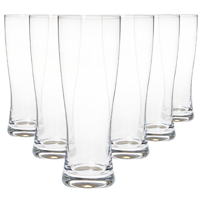 Set of six Krosno Craft Beer Glass Tankards by Glassware UK, 0.7L capacity, clear glass with sturdy handles.