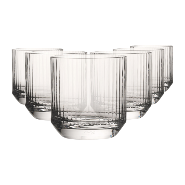 Set of six Big Top DOF whisky tumblers by Glassware UK, 320ml glasses with sturdy design for enjoying whisky.