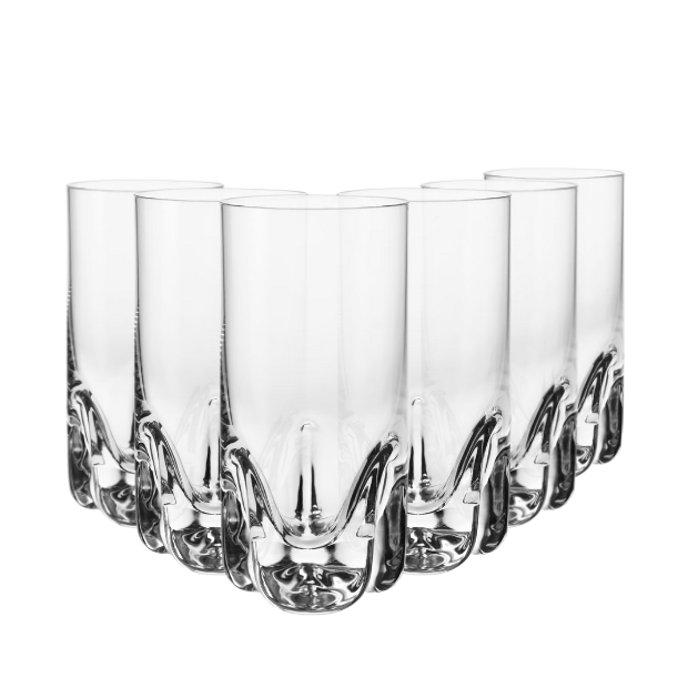 Set of six Krosno 300ml whisky tumblers, tall glassware for cocktails and drinks, with clear, elegant design from Glassware UK.