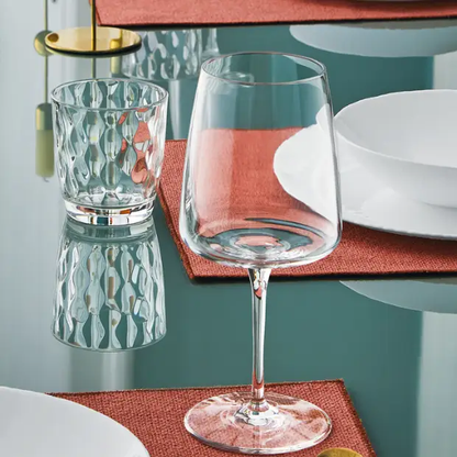 Set of four Bormioli Rocco Planeo white wine glasses, 380ml, clear glass with elegant stem and bowl, for serving white wines.