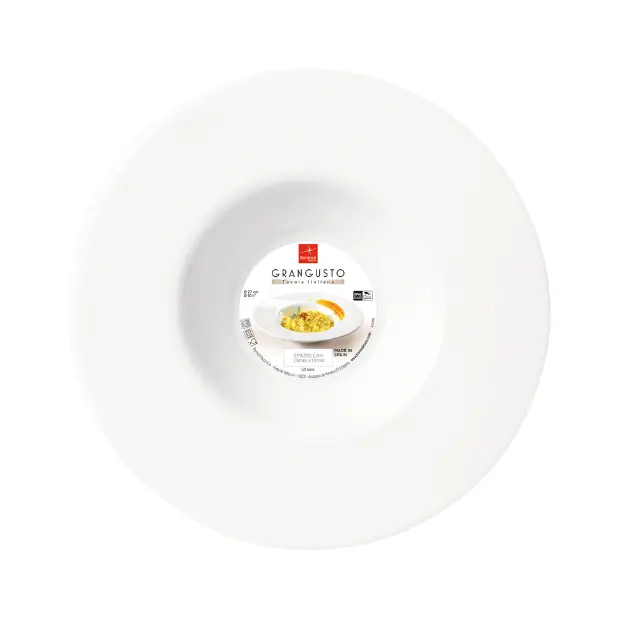 Bormioli Rocco glass risotto bowl with clear, smooth design, perfect for serving rice and pasta dishes, from Glassware UK.
