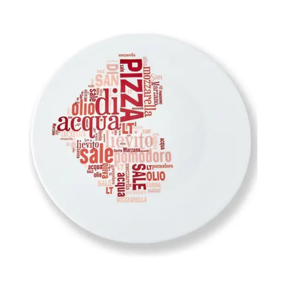 Bormioli Rocco I Love Pizza Plate, 33cm, glass plate featuring pizza-themed design, ideal for serving pizza or appetizers.