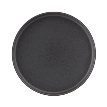 Black coupe plate by Glassware UK, 7-inch (17.5cm) ceramic plate with sleek, modern design, perfect for serving food or display.