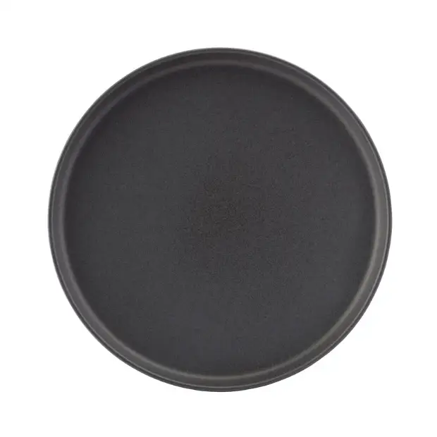 Pico Black Coupe Plate by Glassware UK, 7-inch (17.5cm) ceramic plate with a sleek black finish, shown on a white background.
