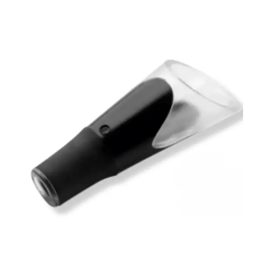 Ghidini wine aerator pourer attached to a wine bottle, accessory for enhancing wine flavor and aroma.