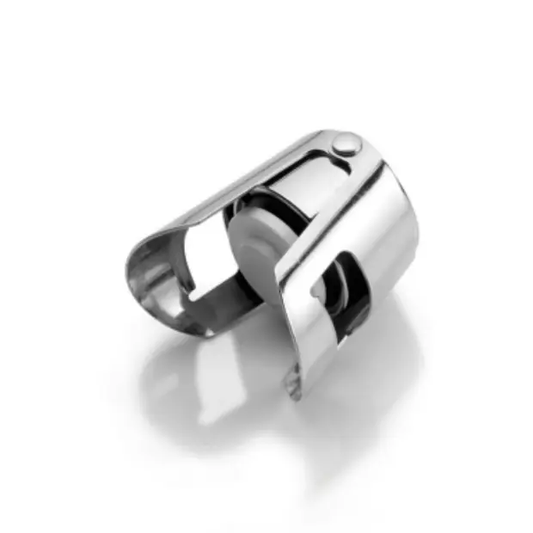 Ghidini Metal Champagne Stopper accessory with sleek silver finish, designed to preserve champagne freshness.