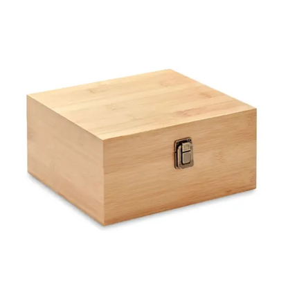 Luxury Bamboo Gift Set with two tumblers displayed in a sleek bamboo box, perfect for elegant gift presentation.