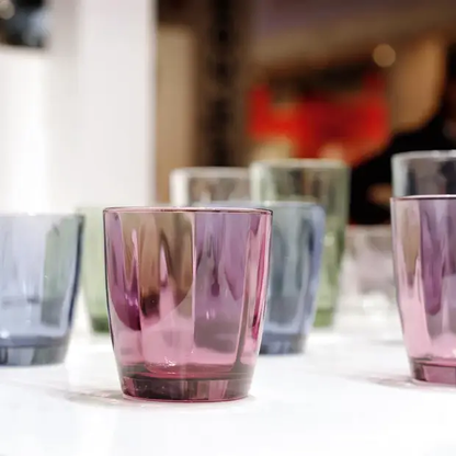 Bormioli Rocco Pulsar purple water glass, 310ml, stylish whisky tumbler with a modern design and vibrant purple color.
