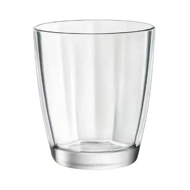 Set of six Bormioli Rocco Pulsar clear whisky tumblers, 390ml double old fashioned glasses for whiskey and drinks.