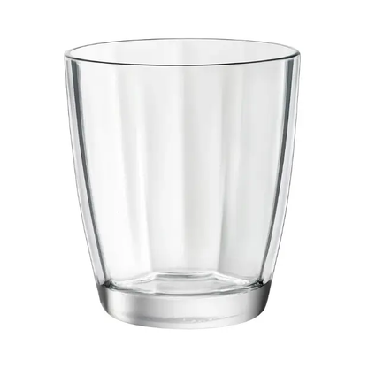 Set of six Bormioli Rocco Pulsar clear whisky tumblers, 390ml double old fashioned glasses for whiskey and drinks.
