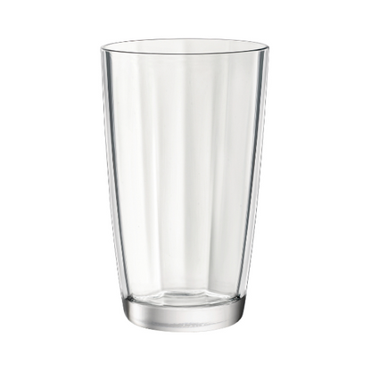 Set of six Bormioli Rocco Pulsar clear highball whisky tumblers, 470ml, stylish glassware for drinks and cocktails.