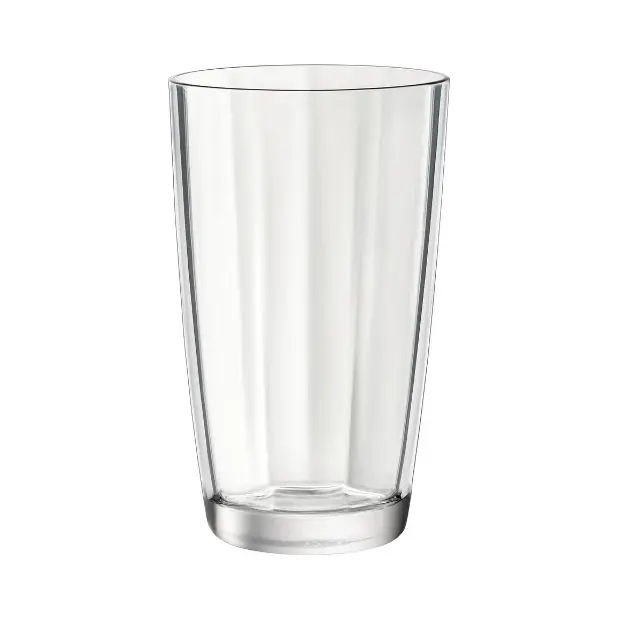 Set of six Bormioli Rocco Pulsar clear highball glasses, 470ml whisky tumblers from Glassware UK, with a sleek, modern design.
