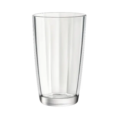 Set of six Bormioli Rocco Pulsar clear highball glasses, 470ml whisky tumblers from Glassware UK, with a sleek, modern design.