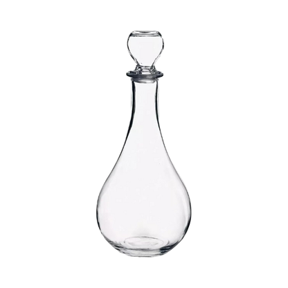Bormioli Rocco Loto wine decanter in clear glass, 1.2L, with elegant curved shape for aerating and serving wine.