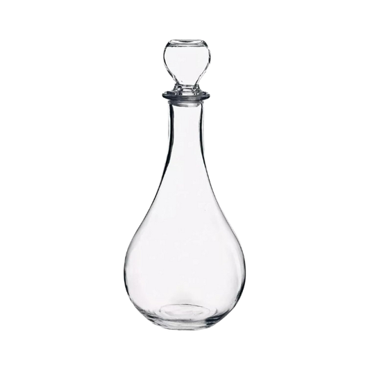 Bormioli Rocco Loto wine decanter in clear glass, 1.2L, with elegant curved shape for aerating and serving wine.