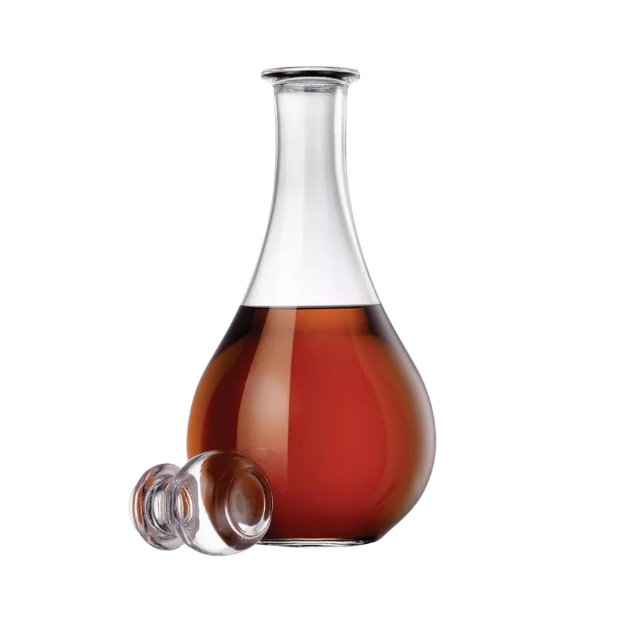 Bormioli Rocco Loto wine decanter in clear glass, 1.2L, with elegant curved design for aerating wine.