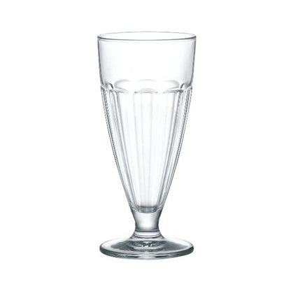 Set of six Bormioli Rocco Rock Bar Coppa dessert and cocktail glasses with clear, elegant design for stylish serving.