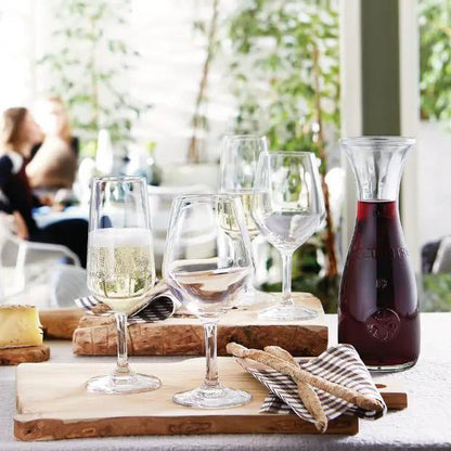 Bormioli Rocco Misura glass carafe jug with a 0.6L capacity, clear glassware with a wide opening and sleek design.